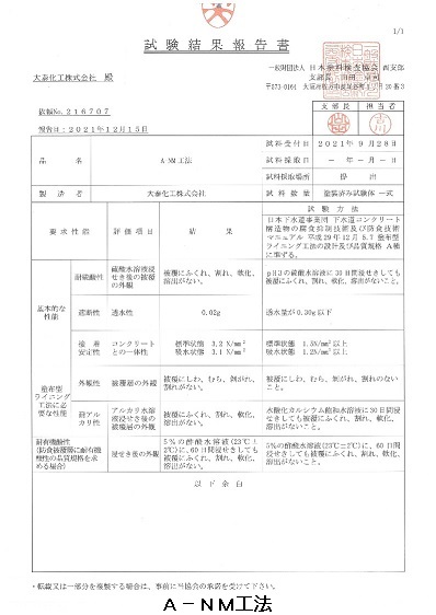 Ａ－ＮＭ工法認定書