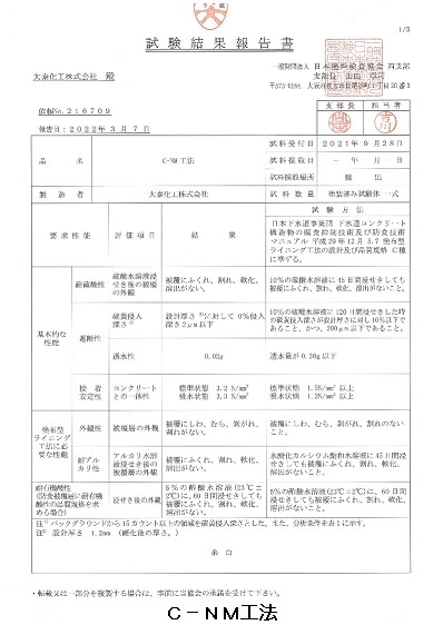 Ｃ－ＮＭ工法認定書