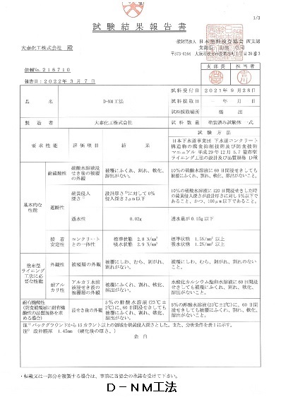 Ｄ－ＮＭ工法認定書